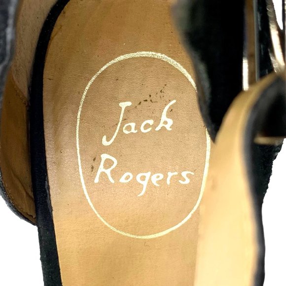 Jack Rogers Cameron Suede T-Strap Bootie Block Heel Open Toe Cut Out Black 10 - Picture 8 of 10